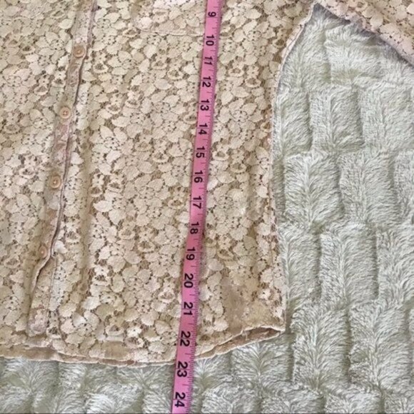 New York & Company Womens Blush Pink Floral Lace Button-Up Blouse Size XS Sp - Picture 7 of 8